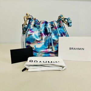 BRAHMIN ELIANA MULTI DURANGO METALLIC LEATHER 2-WAY CROSSBODY HANDLE BAG $285